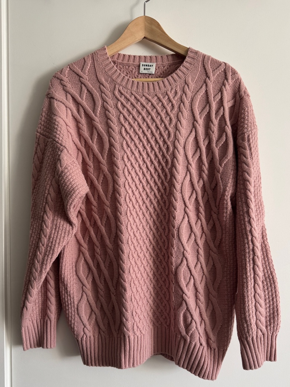 Sunday Best Pink Peggy Cable Knit Sweater